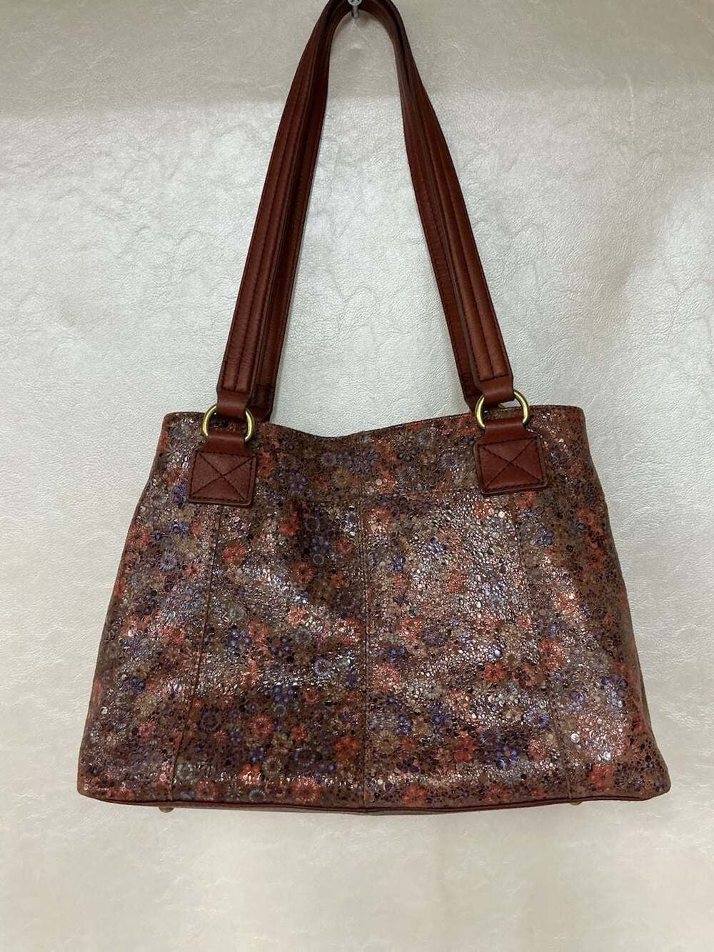 American Leather Co. Floral Embossed Leather Tote Bag - Picture 3 of 8